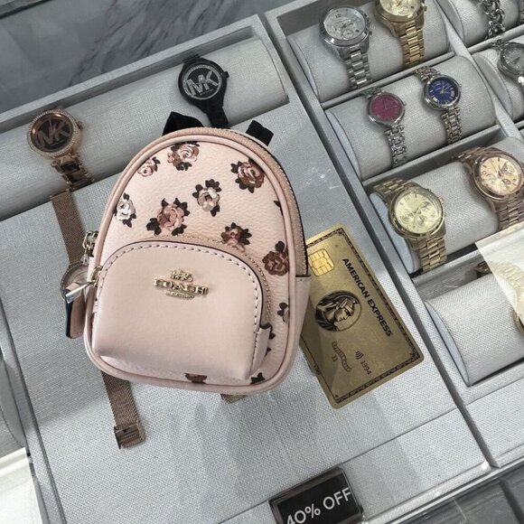 COACH MINI COURT BACKPACK BAG CHARM WITH ROSETTE PRINT CAA68 08XKE - Picture 10 of 11